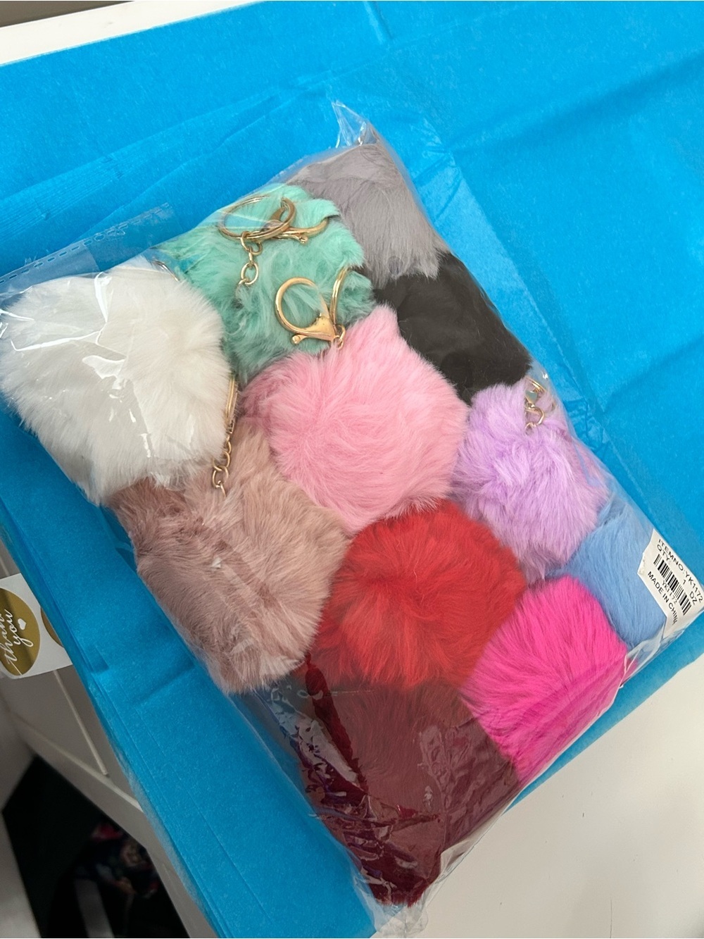 4/$100 pom pom fuzzy colourful furr keychains